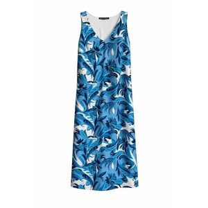 Boston Proper Floral Maxi Dress Small Blue White Stretch Slit Travel